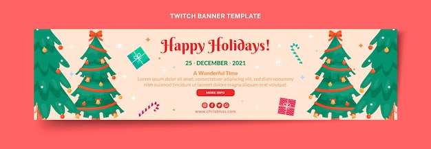 Hand drawn flat christmas twitch banner