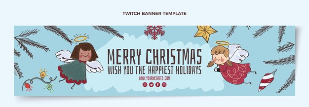 Hand drawn flat christmas twitch banner