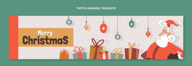 Free vector hand drawn flat christmas twitch banner