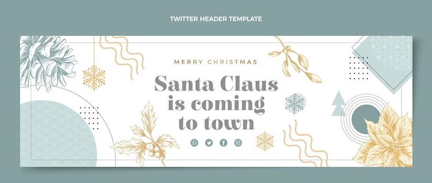 Free vector hand drawn flat christmas twitter header