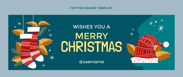 Hand drawn flat christmas twitter header