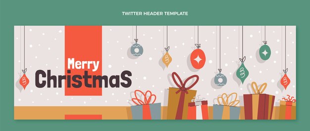 Hand drawn flat christmas twitter header