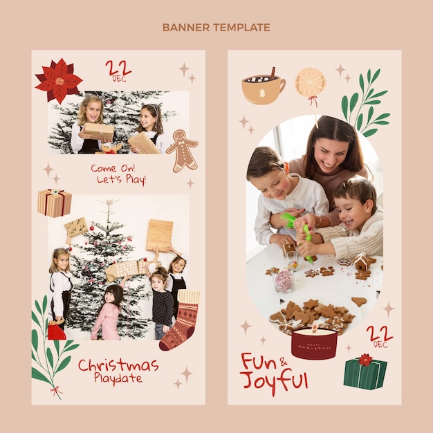 Free vector hand drawn flat christmas vertical banners set