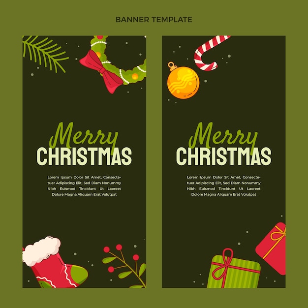 Hand drawn flat christmas vertical banners set