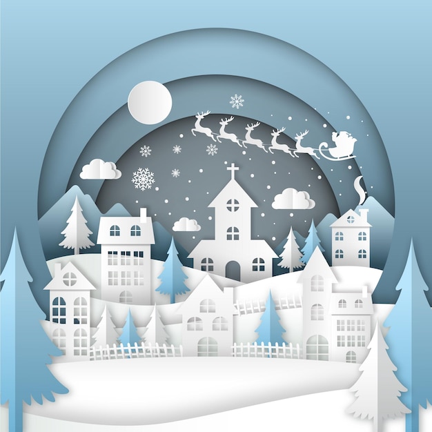 Free vector hand drawn flat christmas village illustration