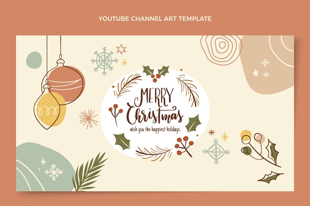 Hand drawn flat christmas youtube channel art