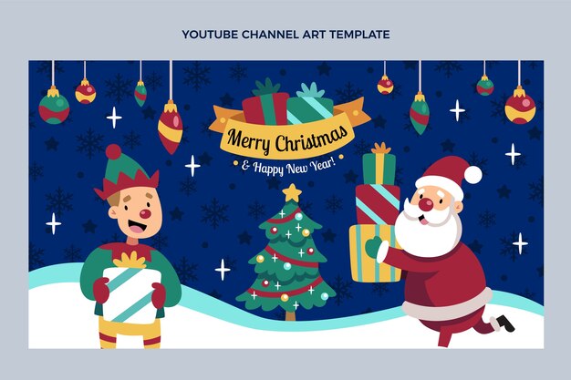 手描きのフラットクリスマスyoutubeチャンネルアート