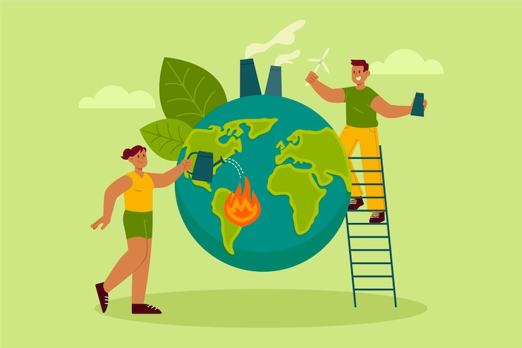 Free Vector hand drawn flat climate change concept illustration