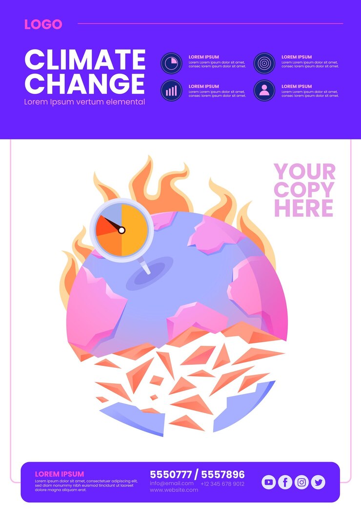 Free Vector hand drawn flat climate change flyer
