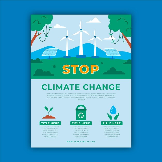 Free vector hand drawn flat climate change flyers