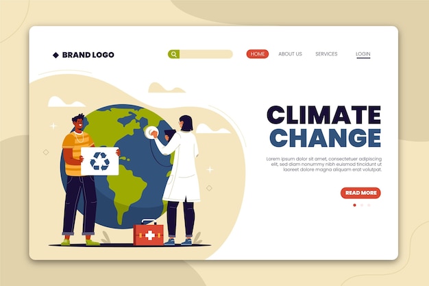 hand drawn flat climate change landing page