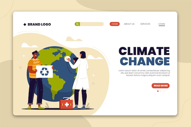 Pagina di destinazione del cambiamento climatico piatta disegnata a mano