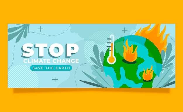 Free vector hand drawn flat climate change social media cover template