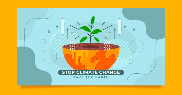 Ручной обращается плоский шаблон сообщения в социальных сетях об изменении климата