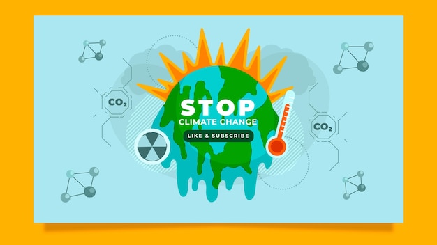 Free vector hand drawn flat climate change youtube thumbnail