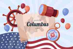 Free vector hand drawn flat columbus day background