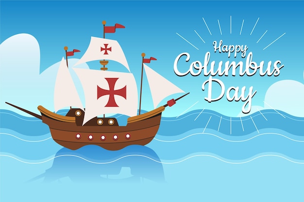 Hand drawn flat columbus day background