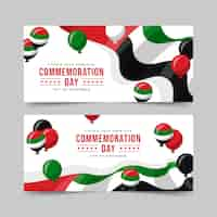 Free vector hand drawn flat commemoration day horizontal banners set