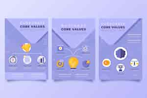 Free vector hand drawn flat core values flyers