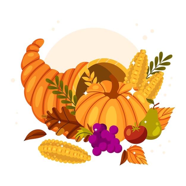 Free vector hand drawn flat cornucopia illustration