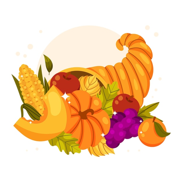 Free vector hand drawn flat cornucopia illustration