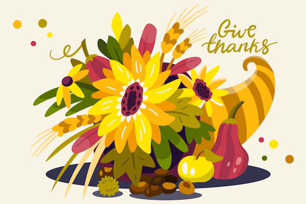 Free vector hand drawn flat cornucopia illustration