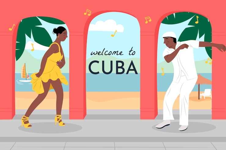 Free Vector hand drawn flat cuba travel illustration