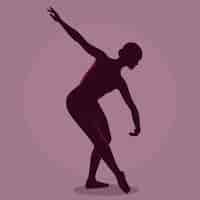 Бесплатное векторное изображение Ручной обращается плоский силуэт танцора