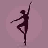 Бесплатное векторное изображение Ручной обращается плоский силуэт танцора