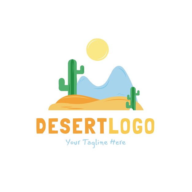 手描きの平らな砂漠のロゴ