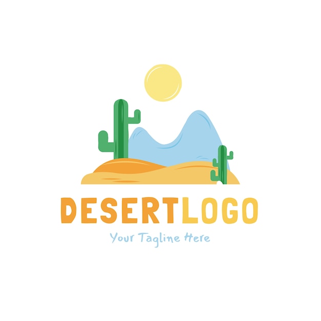 Hand drawn flat desert logo