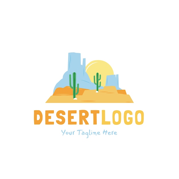 Hand drawn flat desert logo