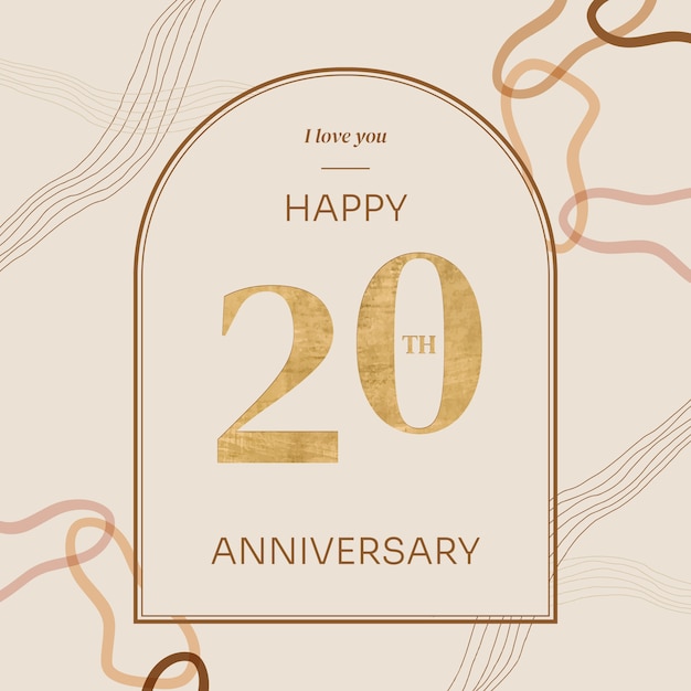 Vettore gratuito design piatto disegnato a mano 20° anniversario e compleanno