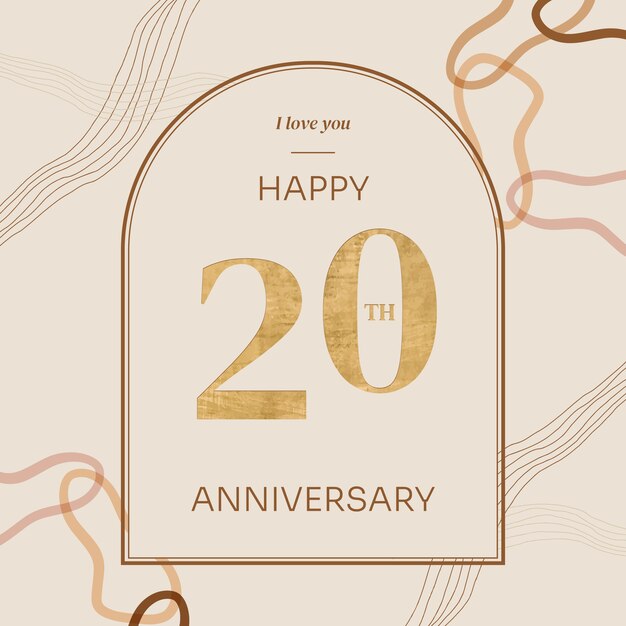 Design piatto disegnato a mano 20° anniversario e compleanno