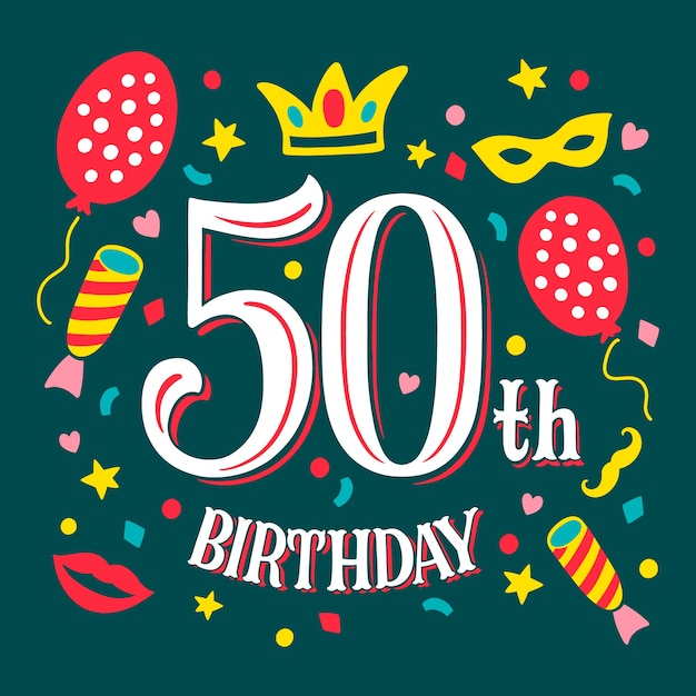 Hand drawn flat design 50th anniversary