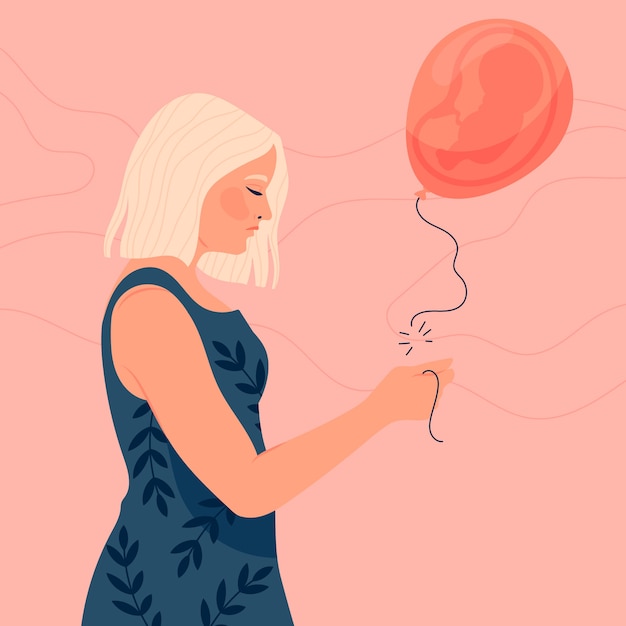 Hand drawn flat design abortion illustration