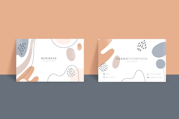 Hand drawn flat design abstract business card template