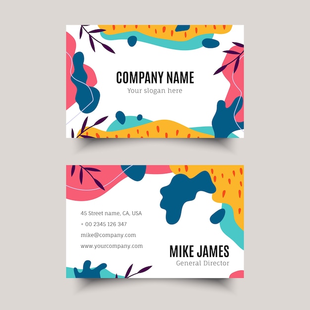 Hand drawn flat design abstract business card