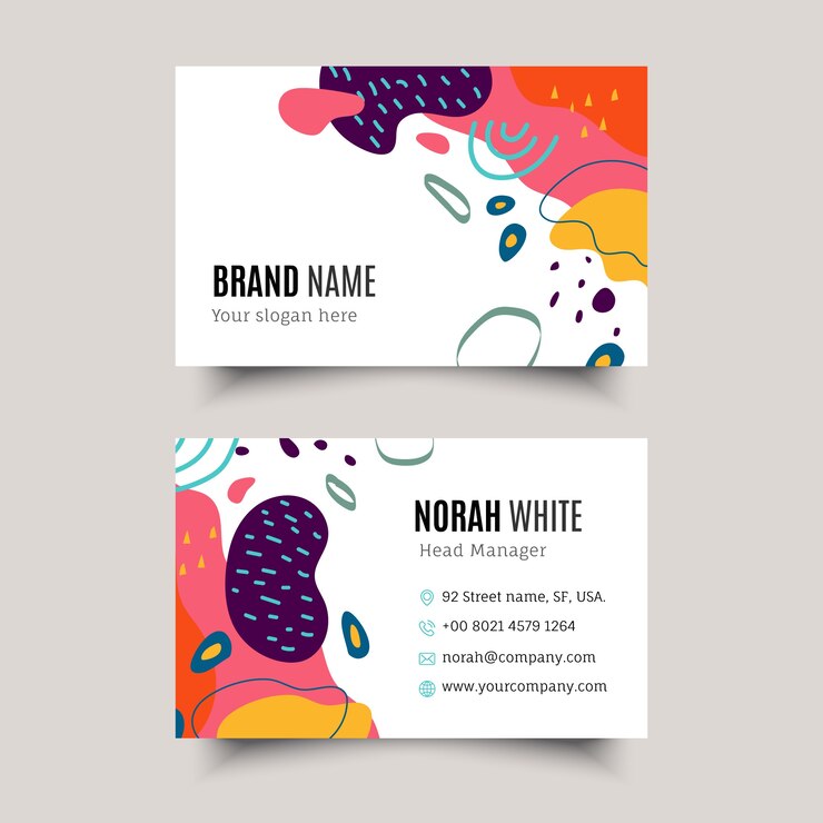 Free Vector hand drawn flat design abstract business card