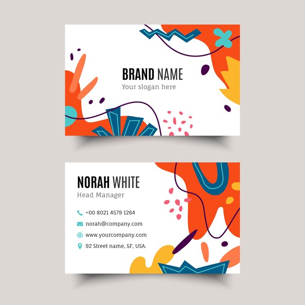 Hand drawn flat design abstract business card