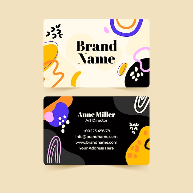 Hand drawn flat design abstract business card