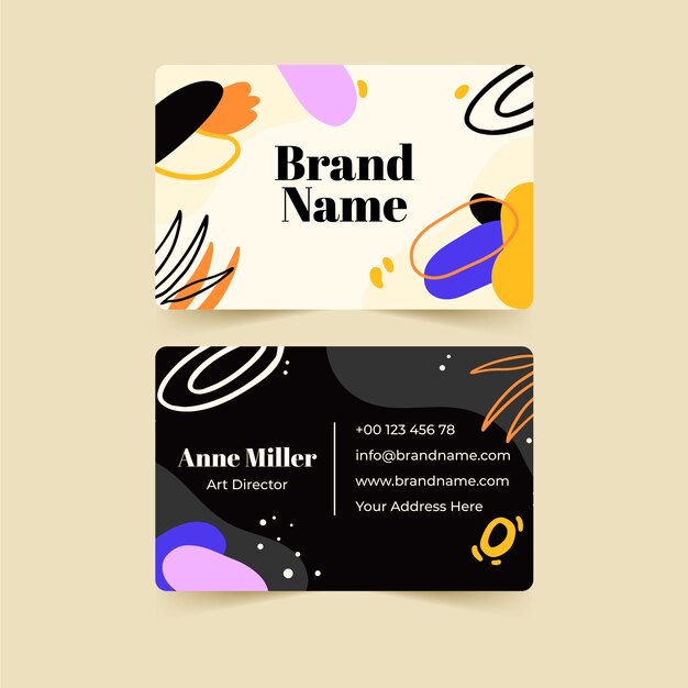 Free vector hand drawn flat design abstract business card