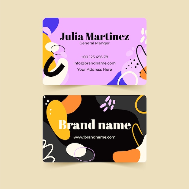 Hand drawn flat design abstract business card