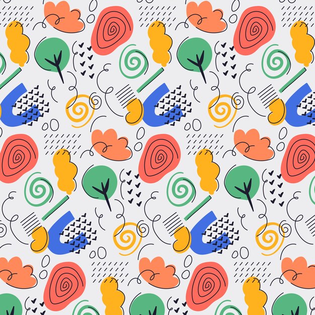 Hand drawn flat design abstract doodle pattern