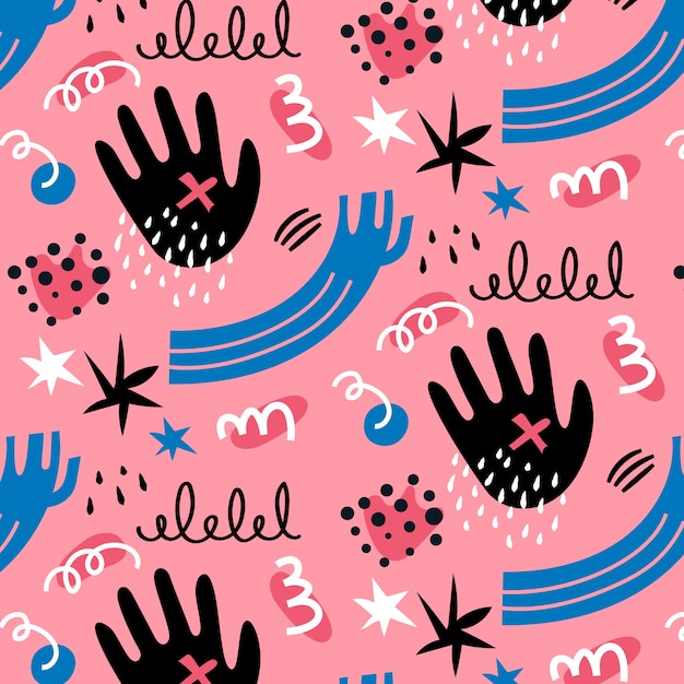 Hand drawn flat design abstract doodle pattern