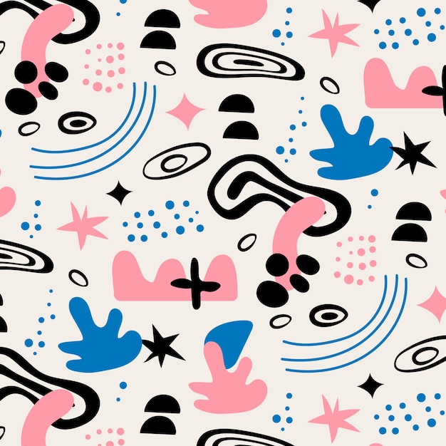 Hand drawn flat design abstract doodle pattern