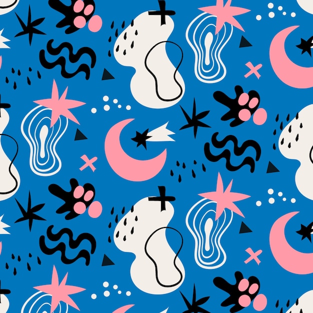 Hand drawn flat design abstract doodle pattern