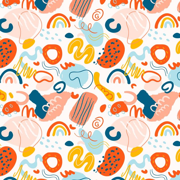 Hand drawn flat design abstract doodle pattern