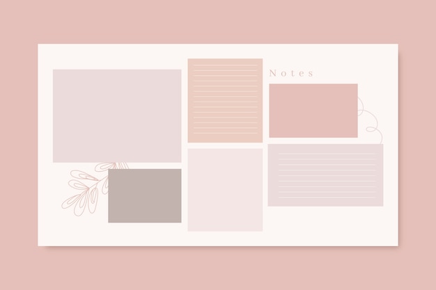 Hand-drawn flat design abstract minimalist desktop organizer wallpaper