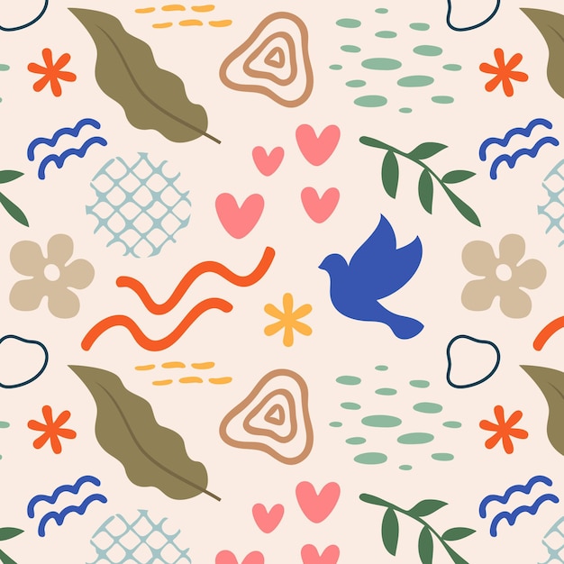 Hand drawn flat design abstract shapes pattern